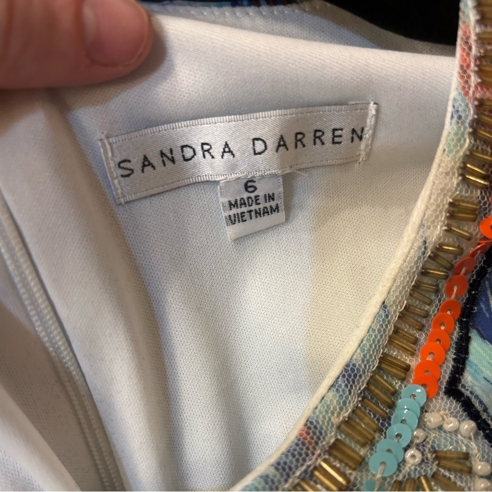 Sandra Darren Blue Green Sleeveless Sheath Dress - Picture 3 of 3
